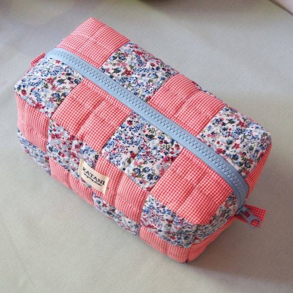 Patchwork Cosmetic Pouch Scarlet