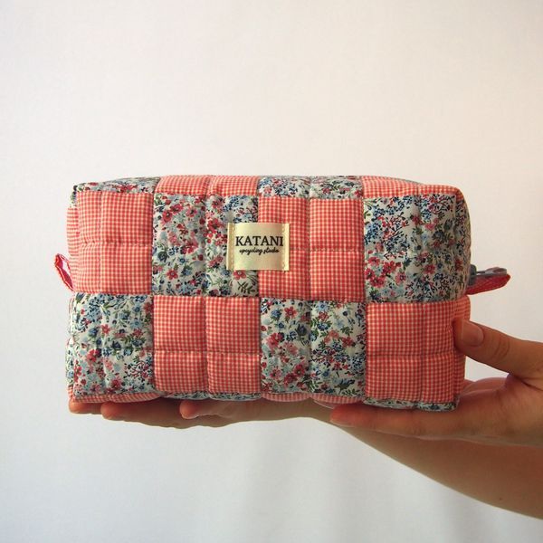 Patchwork Cosmetic Pouch Scarlet